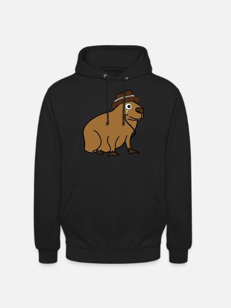 Capybara with Cap Capybaras - Unisex Hoodie - black