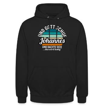 Johannes - Unisex Hoodie - Schwarz - Vorne - Alina (178cm) & Michal (187cm)