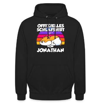 Offizielles Schlafshirt Von Jonathan - Unisex Hoodie - Schwarz - Vorne - Alina (178cm) & Michal (187cm)