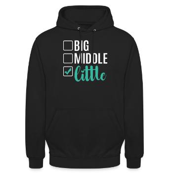 Cadeau enfant le plus jeune - Sweat-shirt à capuche unisexe - noir - Devant - Alina (178cm) & Michal (187cm)