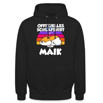 Offizielles Schlafshirt Von Maik - Unisex Hoodie - Schwarz - Vorne - Alina (178cm) & Michal (187cm)