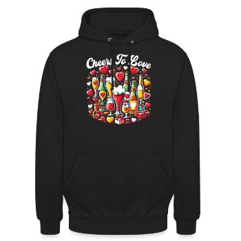 14. Februar Valentinstag Bier-Trinker Alkohol - Unisex Hoodie - Schwarz - Vorne - Alina (178cm) & Michal (187cm)