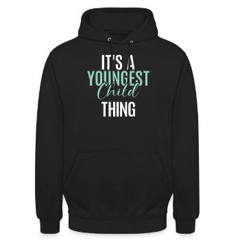Cadeau enfant le plus jeune - Sweat-shirt à capuche unisexe - noir - Devant - Alina (178cm) & Michal (187cm)
