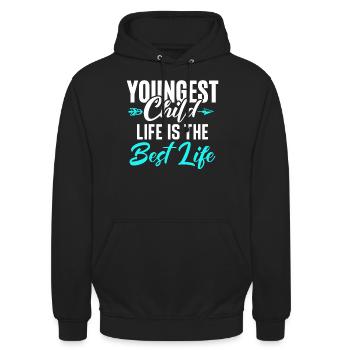 Cadeau enfant le plus jeune - Sweat-shirt à capuche unisexe - noir - Devant - Alina (178cm) & Michal (187cm)