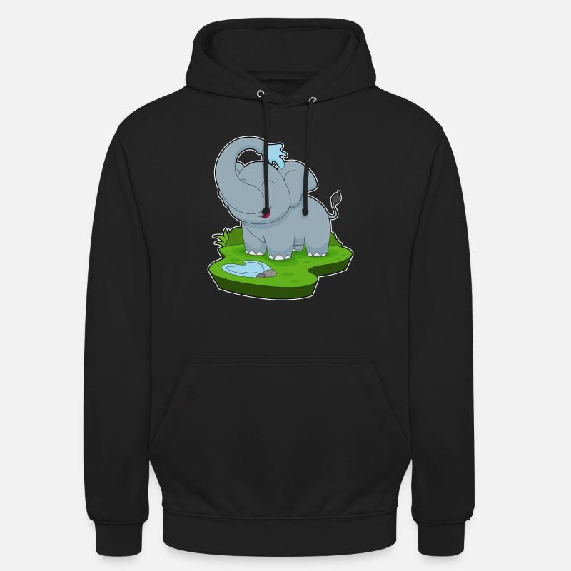 Elephant Bathing Water - Unisex Hoodie - black
