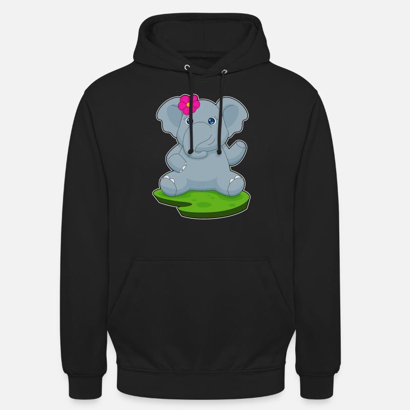Elefant Blume - Unisex Hoodie - Schwarz
