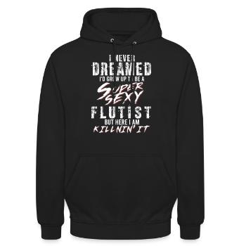 Super Sexy flûte flûte flûte à bec cadeau - Sweat-shirt à capuche unisexe - noir - Devant - Alina (178cm) & Michal (187cm)