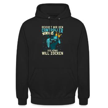 Reichet mir den Controller König Konsole Gamer - Unisex Hoodie - Schwarz - Vorne - Alina (178cm) & Michal (187cm)