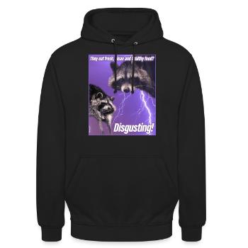 Trash Panda Meme Lustig Waschbär Raccoon Geschenk - Unisex Hoodie - Schwarz - Vorne - Alina (178cm) & Michal (187cm)