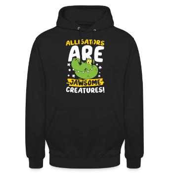 Alligators Are Jawsome Creatures für Krokodil - Unisex Hoodie - Schwarz - Vorne - Alina (178cm) & Michal (187cm)