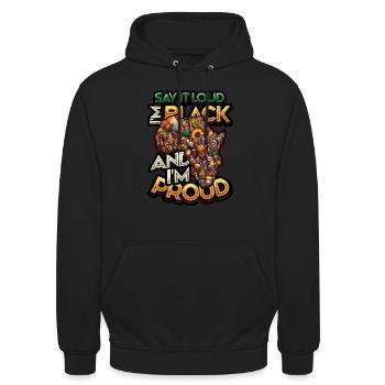Histoire des Noirs afro-américains - Sweat-shirt à capuche unisexe - noir - Devant - Alina (178cm) & Michal (187cm)