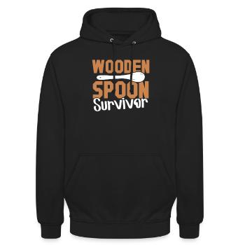 Cuillère en bois d’entraînement italienne Cuillère Survivor - Sweat-shirt à capuche unisexe - noir - Devant - Alina (178cm) & Michal (187cm)