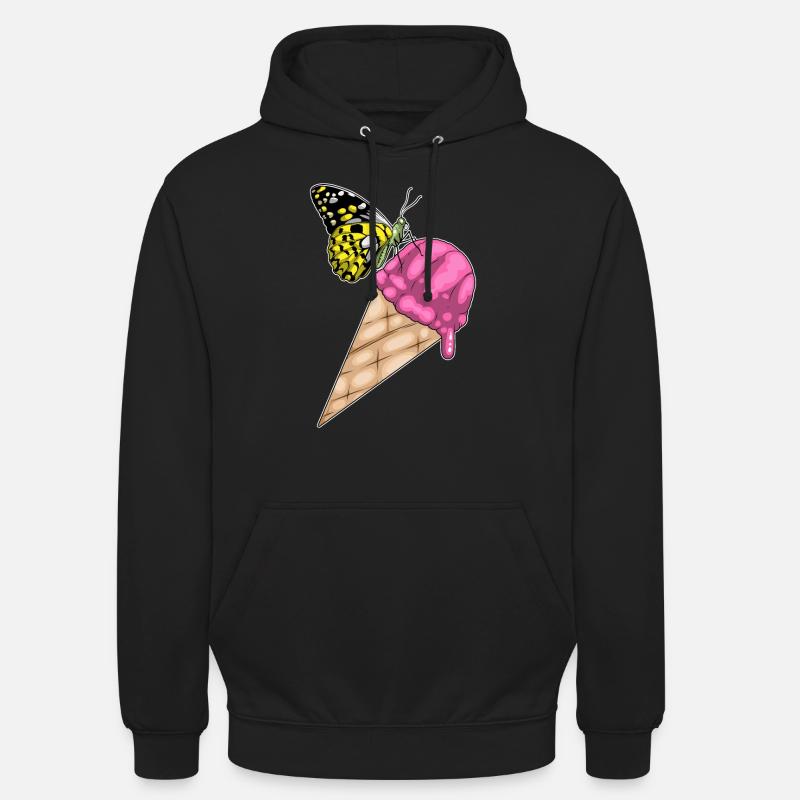 Crème glacée gaufrée papillon - Sweat-shirt à capuche unisexe - noir