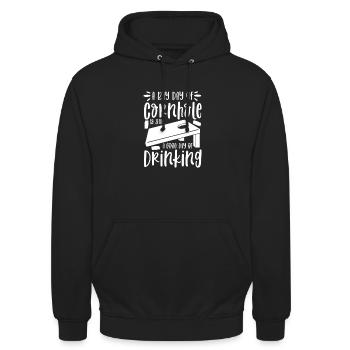 Cornhole Beanbag Sackloch Geschenk - Unisex Hoodie - Schwarz - Vorne - Alina (178cm) & Michal (187cm)
