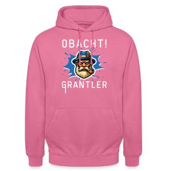 Obacht Bayerischer Grantler Lustige Sprüche Bayern - Unisex Hoodie - Pink - Vorne - Alina (178cm) & Michal (187cm)
