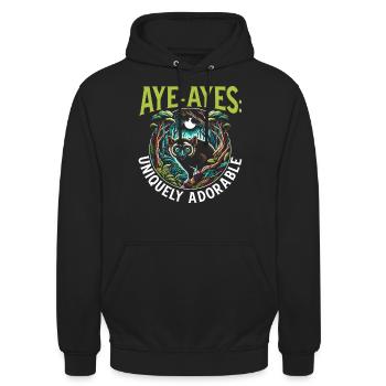 Aye Aye Lemur Cute Monkey Madagascar - Unisex Hoodie - black - Front - Alina (178cm) & Michal (187cm)