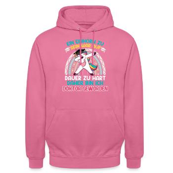 Docteur Être une corne d’œuf était trop difficile à long terme - Sweat-shirt à capuche unisexe - rose - Devant - Alina (178cm) & Michal (187cm)