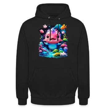 Axolotl - Unisex Hoodie - Schwarz - Vorne - Alina (178cm) & Michal (187cm)
