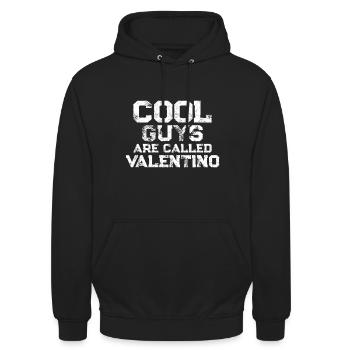 Cool guys are called Valentino - Unisex Hoodie - Schwarz - Vorne - Alina (178cm) & Michal (187cm)