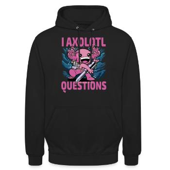 I axolotl Fragen - Unisex Hoodie - Schwarz - Vorne - Alina (178cm) & Michal (187cm)