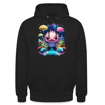 Axolotl - Unisex Hoodie - Schwarz - Vorne - Alina (178cm) & Michal (187cm)