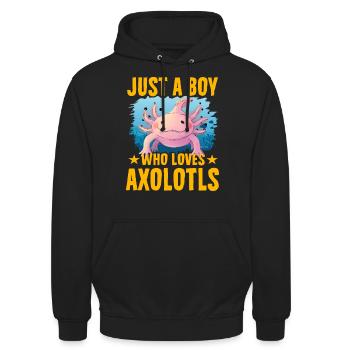 Nur ein Junge, der Axolotl liebt - Unisex Hoodie - Schwarz - Vorne - Alina (178cm) & Michal (187cm)