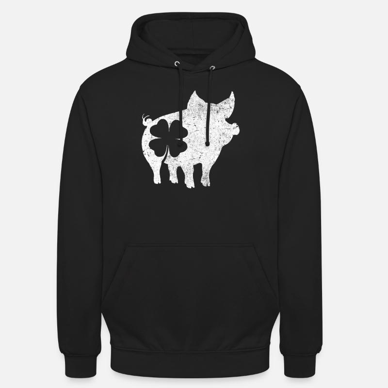 Cochon trèfle - Sweat-shirt à capuche unisexe - noir