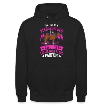 Freiberger Pferd Parfüm - Unisex Hoodie - Schwarz - Vorne - Alina (178cm) & Michal (187cm)