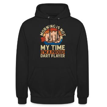 Dart Player Morning Is Not My Time Darts Playing - Unisex Hoodie - Schwarz - Vorne - Alina (178cm) & Michal (187cm)