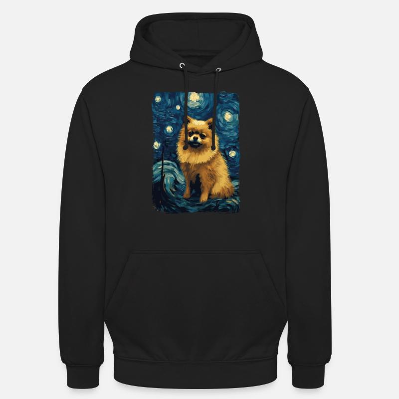 Zwergspitz Starry Night - Unisex Hoodie - Schwarz