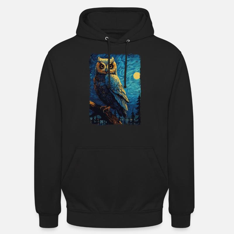 Eule Starry Night - Unisex Hoodie - Schwarz