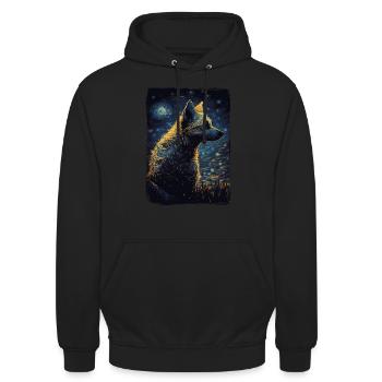 Hyène Nuit étoilée - Sweat-shirt à capuche unisexe - noir - Devant - Alina (178cm) & Michal (187cm)