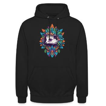 Spirituelles Krafttier Dachs Mandala - Unisex Hoodie - Schwarz - Vorne - Alina (178cm) & Michal (187cm)