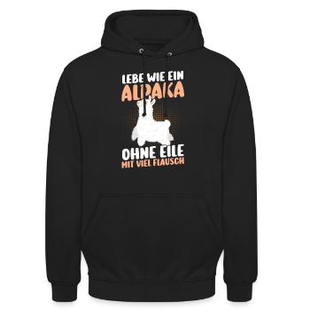 Alpaka - Unisex Hoodie - Schwarz - Vorne - Alina (178cm) & Michal (187cm)