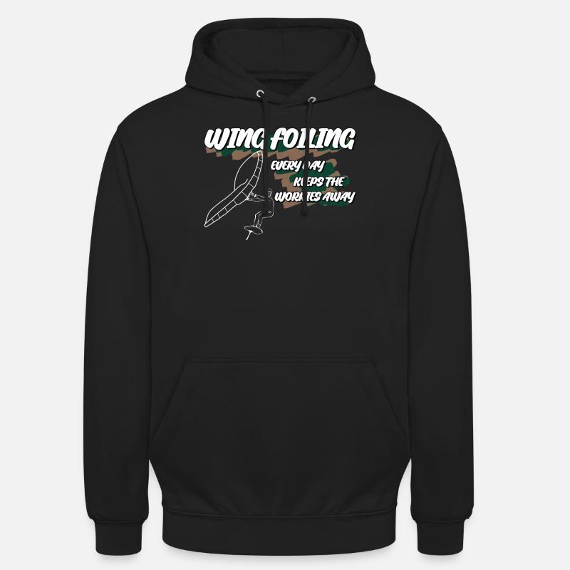 Wingsurf, Wing Foil, Winging - Sweat-shirt à capuche unisexe - noir
