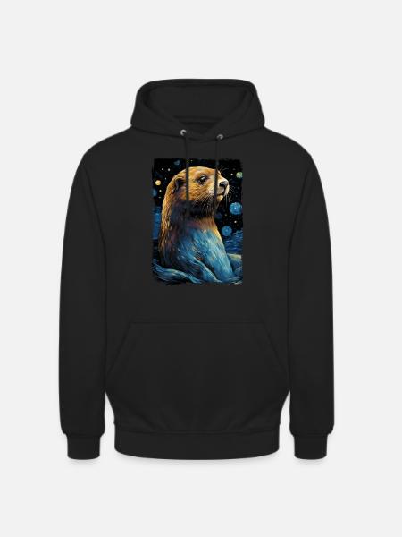 Otter Starry Night - Unisex Hoodie - Schwarz