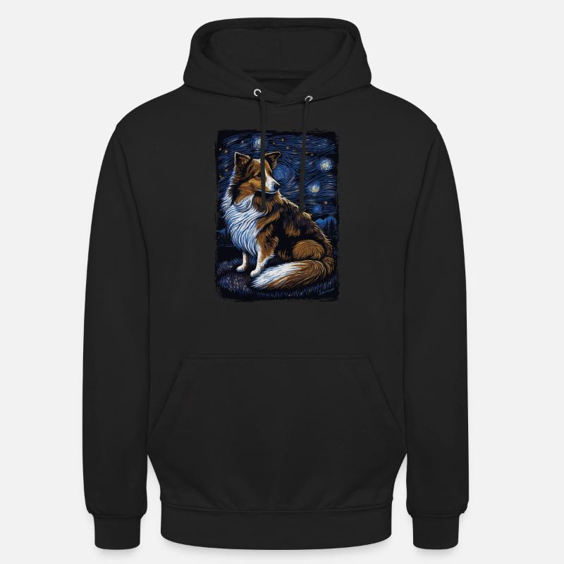 Shetland Shepherd Starry Night - Unisex Hoodie - black