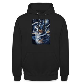 Australischer Hirte Starry Night - Unisex Hoodie - Schwarz - Vorne - Alina (178cm) & Michal (187cm)