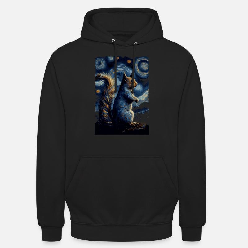 Squirrel Starry Night - Unisex Hoodie - black