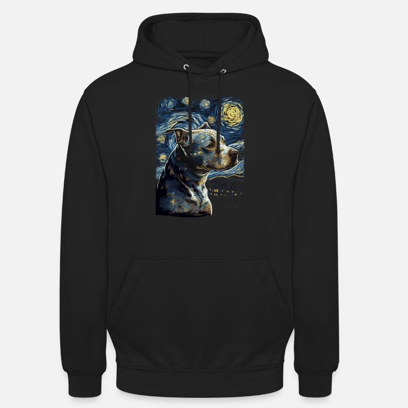 Pitbull Chien Nuit Étoilée - Sweat-shirt à capuche unisexe - noir