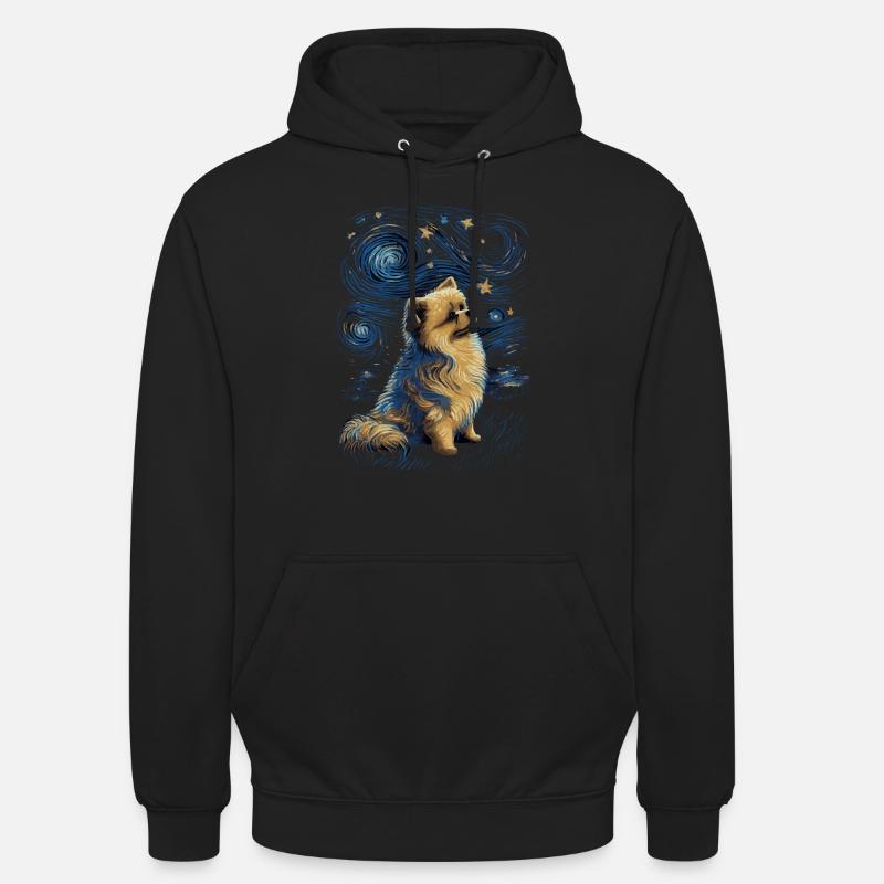 Zwergspitz Starry Night - Unisex Hoodie - Schwarz