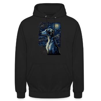 Galgo Espanol Starry Night - Unisex Hoodie - Schwarz - Vorne - Alina (178cm) & Michal (187cm)