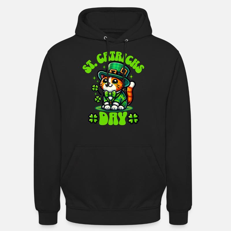Chat de la Saint-Patrick - Sweat-shirt à capuche unisexe - noir