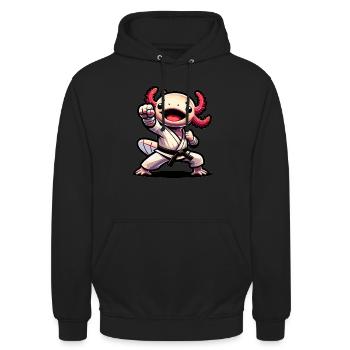 Lustige Kampfkünste Kinder Axolotl Karate Kickboxen - Unisex Hoodie - Schwarz - Vorne - Alina (178cm) & Michal (187cm)