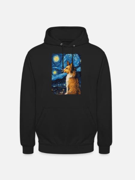 Shetland Shepherd Starry Night - Unisex Hoodie - black