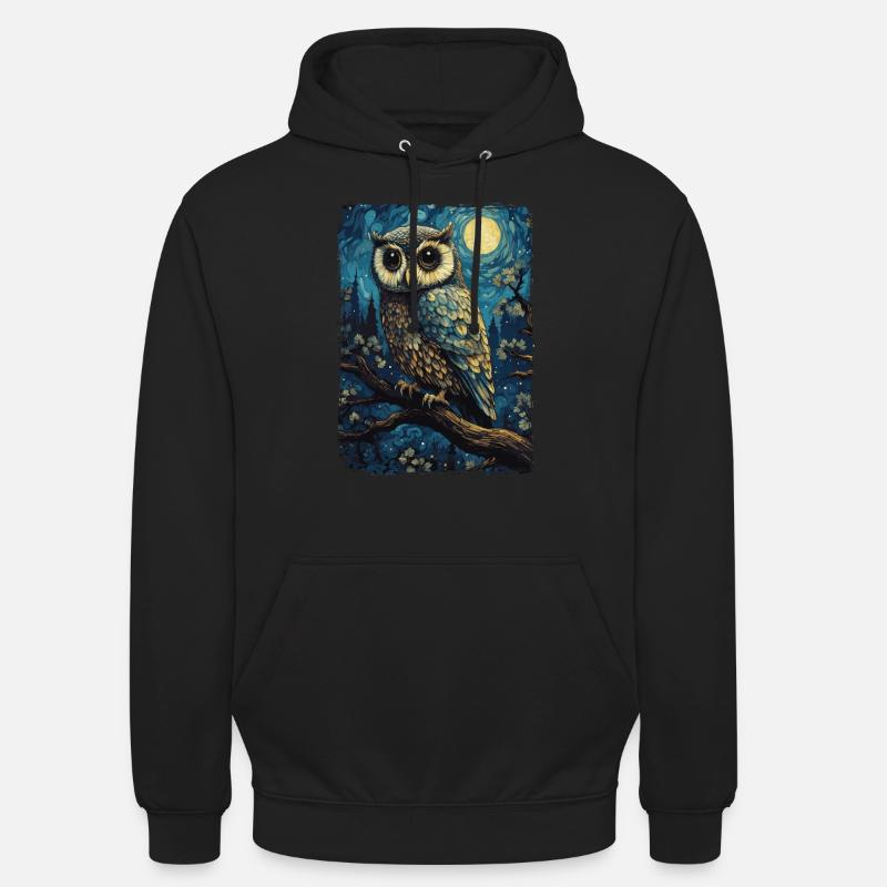 Eule Starry Night - Unisex Hoodie - Schwarz
