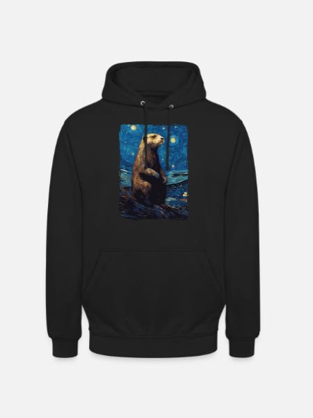 Otter Starry Night - Unisex Hoodie - Schwarz