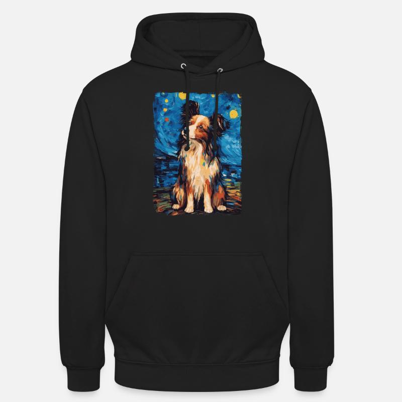 Papillon Chien Nuit Étoilée - Sweat-shirt à capuche unisexe - noir