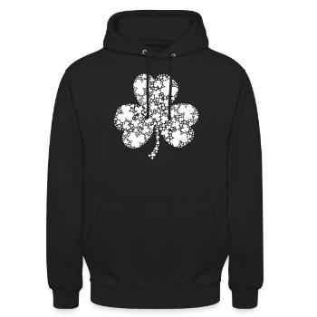 Blühendes Weißes Kleeblatt - Unisex Hoodie - Schwarz - Vorne - Alina (178cm) & Michal (187cm)