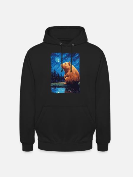 Capybara Nuit étoilée - Sweat-shirt à capuche unisexe - noir